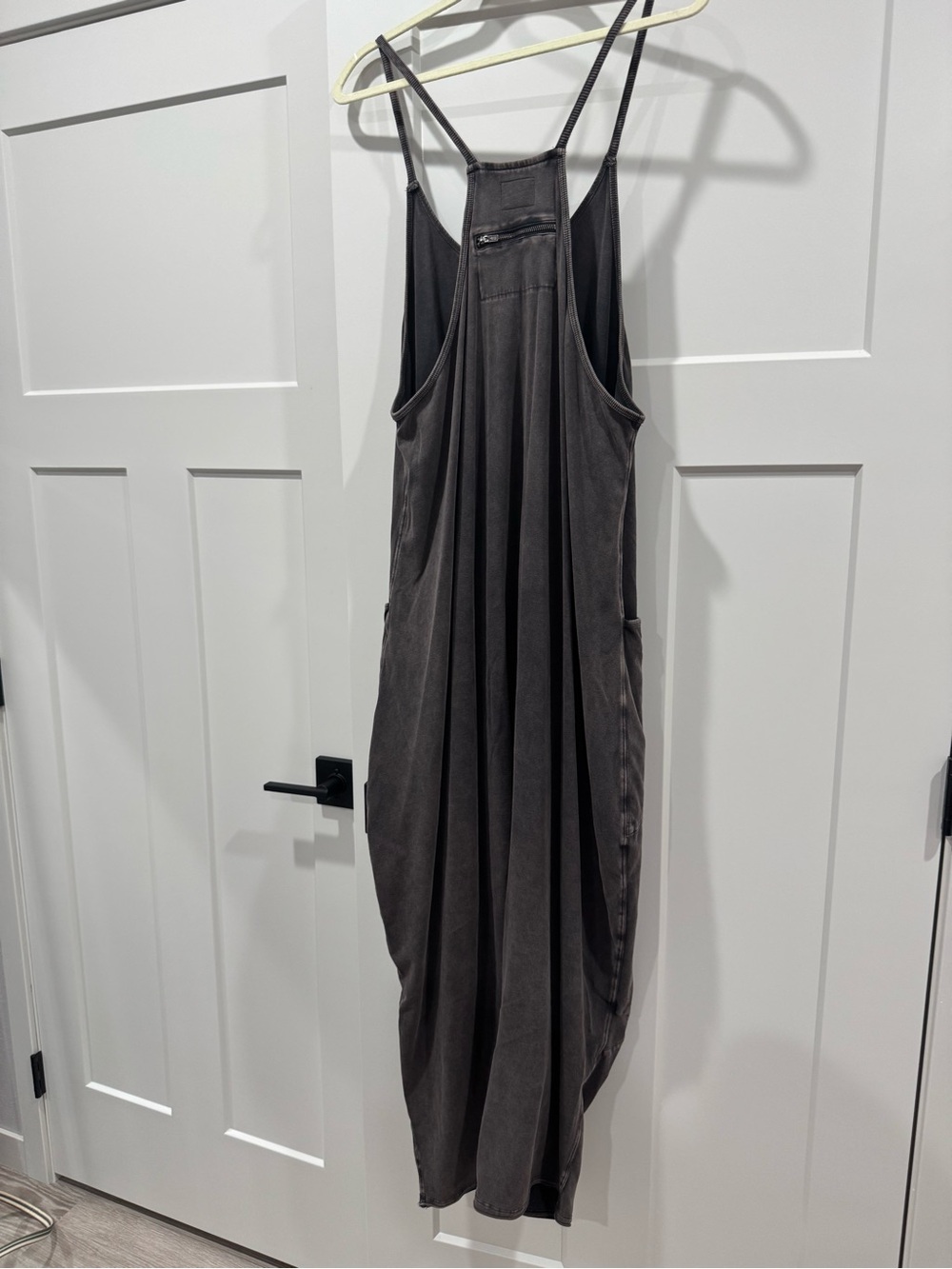 FP Movement Hot Shot Onesie Charcoal Gray Oversized Strap Jumpsuit with Pockets - Picture 2 of 2